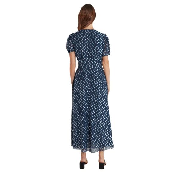 Tanya Taylor Alfonsa Short Sleeve Navy Midi Dress Size 4 NWT $695 - Picture 3 of 9